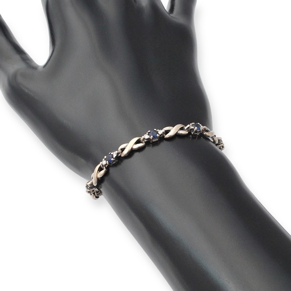 Ross-Simons Cubic Zirconia Sterling Silver Link Bracelet Dark Blue CZ - Picture 3 of 5
